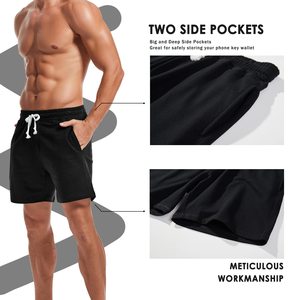 Pantalones Cortos Deportivos Personalizados de Algodón y Poliéster, 385g, Lavado Ácido, Estilo Vintage, para Hombre, en Felpa Francesa - Product Image 3