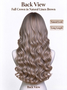 Parrucca in lino marrone con riccioli <span class=keywords><strong>Barbie</strong></span>, lunga e ondulata, in capelli sintetici, con corona alta e attaccatura naturale, per uso quotidiano - Product Image 5