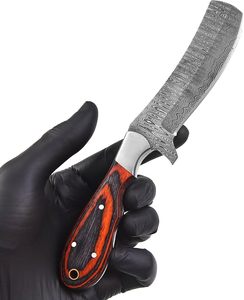 มีดล่าสัตว์ดามัสกัสทำมือ OEM ราคาประหยัด ขนาด 8 นิ้ว ใบมีดแบบ Fixed Blade ด้ามไม้ ฟูลแทงค์ คุณภาพระดับอุตสาหกรรม มีดคาวบอย พร้อมปลอกหนัง - Product Image 3