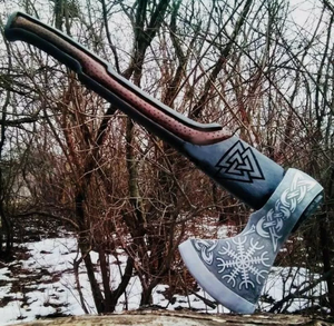 Hacha Vikinga RAGNAR Hecha a Mano de Grado Industrial, Hacha Tomahawk Personalizada de Acero al Carbono con Mango de Madera y Funda de Cuero, Garantía de 3 Años - Product Image 4
