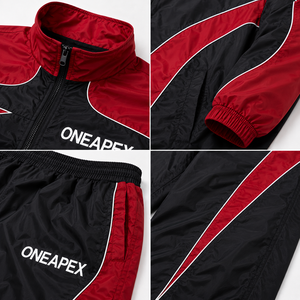 Red Black Windbreaker Tracksuit Set Two Piece Sportswear Jacket <b>Pants</b> Training Running Casual Matching Outfit Wholesale - Product Image 5