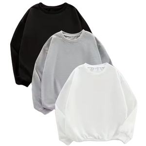 เสื้อสเวตเชิ้ตคอกลมทรงโอเวอร์ไซส์ ยูนิเซ็กซ์ สีพื้น แขนยาว ผ้าถัก คอตตอน สวมใส่สบายๆ สำหรับฤดูใบไม้ร่วง - Product Image 1