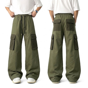Hot Selling Custom Men's Oversized Panel Sweatpants Elastic Waist Drawstring Streetwear Trousers Lightweight Breathable <b>Joggers</b> - Product Image 3