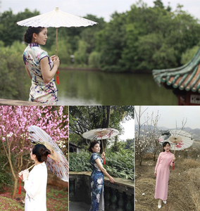 Parasol en tissu de soie chinois fait à la main en gros, franges, décoration de mariage, parapluie de mariage à vendre - Product Image 6