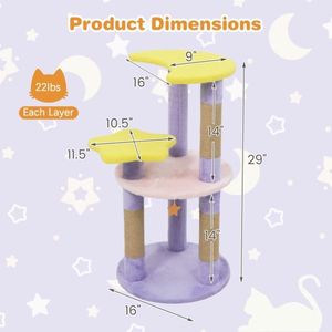 Albero per Gatti da Interno Moderno e Carino con Piattaforma, Elegante Tiragraffi per il Divertimento Felino - Product Image 6
