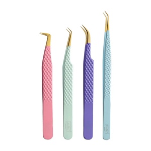 Pince à épiler professionnelle de précision en acier inoxydable, logo personnalisé, manche noir, pointe lisse 10 mm, pour volume de cils et faux cils - Product Image 1
