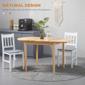 Tavolo da Pranzo Pieghevole Compatto da 56 Pollici con Piano Ribaltabile, Set da Cucina per Piccoli Spazi, Ovale in Legno di Noce con Marmo, Arredamento per Sala da Pranzo - Product Image 4