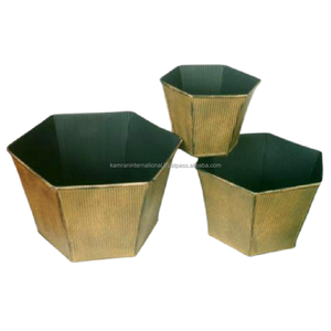 Pots de fleurs de bureau classiques en métal, circulaires, écologiques, durables, légers, organisateurs, poignées, trou de drainage - Product Image 3