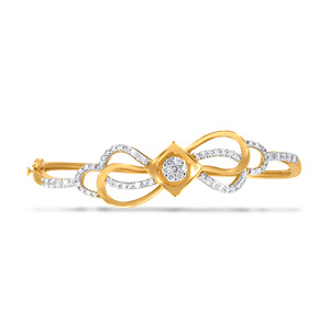 Elegant 18K Yellow Gold Bangle <b>Bracelet</b> for Women Intricate <b>Infinity</b>-Inspired Loop Design Sparkling Lab Grown Diamond - Product Image 1