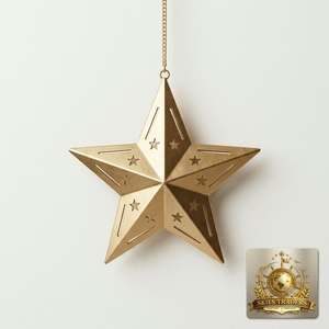 Pendentif Étoile à 6 Branches en Métal, Laiton Antique, Hexagramme, Ornement Suspendu, Artisanat de Noël Vintage, Décoration d'Intérieur - Vente en Gros - Product Image 5