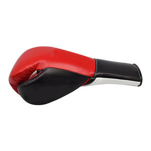 Red Black Leather Boxing Gloves Lace Up Wrist Closure for Adults Training Sparring Gear <b>Elite</b> Lace Up Boxing Gloves - Product Image 1