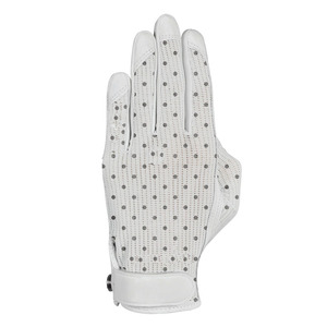 Gant de golf pour homme Nayab Industries, paume en cuir Cabretta, blanc à pois, dos en mesh respirant, léger, extensible, adhérence douce - Product Image 1