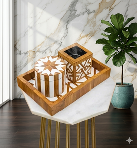 Juego de quemador de incienso de sándalo de alta calidad de Medkhan Mubkhar Bakhoor caja de bandeja grabada ecológica hecha a mano para uso religioso - Product Image 1