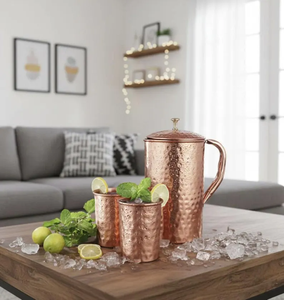 Teteras de Cobre Puro con Recubrimiento de Laca, Tapa de Latón, Jarra de Café y Té Artesanal Elegante, 1500 ml, Ecológica - Product Image 1