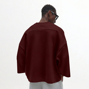 Wholesale 280 GSM <b>Drop</b> Shoulder Knitted Polyester/Cotton Heavyweight Oversized Sweatshirt Custom Logo Puff Printing Sweats - Product Image 2