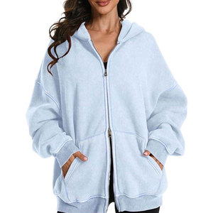 OEM/ODM Sweat à capuche zippé intégral pour femme, délavé à l'acide, en coton lourd 450 GSM, style streetwear vintage décontracté, vierge, à épaules tombantes - Product Image 6