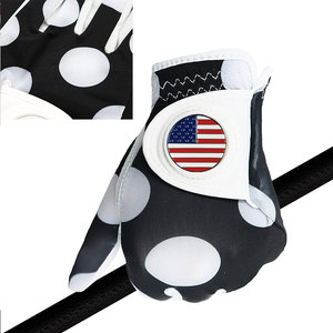 Ensemble de gants de golf haut de gamme pour femmes avec marqueur de balle, en cuir imprimé toutes saisons, options main gauche et droite, Mod Dot - Product Image 3