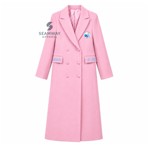 Abrigo largo cruzado para mujer Jack And Jill Of America con solapa con muescas, manga larga, corte entallado y bordado, ropa exterior formal - Product Image 1