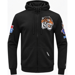 Sweat-shirt à capuche zippé noir personnalisé pour homme, avec patch tigre brodé, fermeture éclair intégrale, streetwear épais, OEM, marque privée - Product Image 1