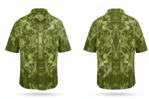 Chemise boutonnée à manches courtes imprimée florale artistique tendance, design abstrait unique, style streetwear décontracté pour l'été - Product Image 4