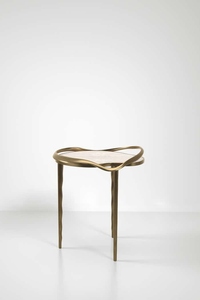 2025 Best Selling Latest design Luxury style brass <b>side</b> <b>table</b> <b>with</b> sculptural bronze patina brass frame - Product Image 3