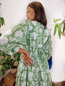 Pur coton indien bloc imprimé robe coloré été élégant confortable vêtements de jour plage respirant durable cravate teint naturel - Product Image 2