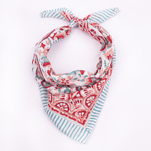 Cotton <b>Square</b> Bandana Floral Pattern Red Blue White Casual Summer Breathable Lightweight <b>Scarf</b> Multifunctional Wrap - Product Image 3