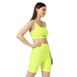 Conjunto de yoga de spandex y nailon de gran venta para mujer, ropa de gimnasio y fitness, conjunto de yoga sin costuras de 2 piezas para mujer, conjunto de pantalones cortos de yoga para mujer - Product Image 3