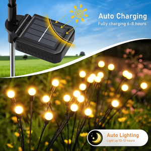 10 Luci Solari da Giardino Firefly IP4X Impermeabili, Temperatura Colore 3000K, Corpo in ABS, Oscillanti al Vento per Cortili Esterni - Product Image 5
