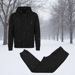 Chándal con capucha y cremallera para hombre, forro polar transpirable de alto gramaje, estilo urbano, con logo personalizado, cintura elástica, ropa casual. - Product Image 3