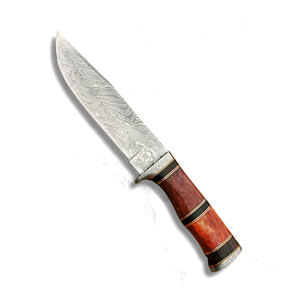Couteau en acier Damas pour le camping, la chasse et les activités de plein air avec étui en cuir, fourniture en gros et commandes personnalisées - Product Image 6