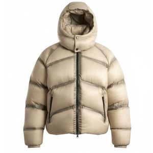 Veste matelassée à capuche translucide pour homme, manteau chaud et isolé pour l'hiver, veste à capuche élégante parfaite pour les journées froides, vêtement décontracté. - Product Image 1