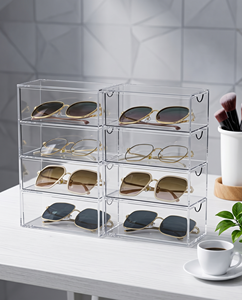 Mueble Moderno y Elegante para Mostrador de Óptica, Exhibidor de Ropa de Acrílico Transparente, Diseño de Esquina con 1 Estante - Product Image 4