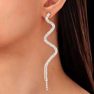 Pendientes colgantes de serpiente antideslustre PRAO con detalle de diamantes de imitación - Product Image 2