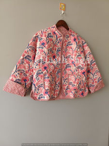 Print Cotton Quilted <b>Kantha</b> <b>Jacket</b>: Reversible Boho Coat - Product Image 6