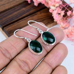 Chrome Diopside Sterling <b>Silver</b> <b>Drop</b> <b>Earrings</b> Gemstone Jewelry Handmade Gift for Her - Product Image 2