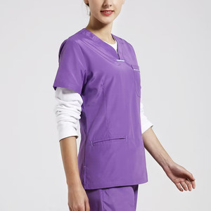 Premium Quick Dry <b>Scrub</b> <b>Set</b> Frosted Cream Solid Color Uniform for Nurses Clinics and Beauty Salons Frosted Cream Medical <b>Scrub</b> - Product Image 1