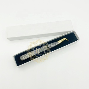 Nouvelle pince à épiler faite à la main avec pointe dorée lisse Noir Antique Power Coating Pince à cils durable avec logo privé - Product Image 1