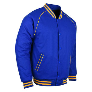 Veste bomber varsity en toile polyester/coton personnalisée OEM, design hiver, broderie de lettres, streetwear, coupe-vent, à capuche pour hommes - Product Image 2