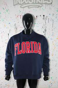 FLORIDA NAVY BLUE <b>Mock</b> <b>Neck</b> Sweatshirt 100% RED Applique Embroidery wide <b>neck</b> Sweatshirt Finer Threads - Product Image 6