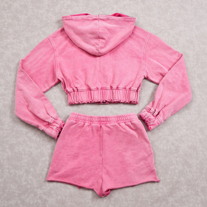 Ensembles de survêtements courts pour hommes, personnalisés, d'été, unisexe, en coton, deux pièces, effet délavé à l'acide - Product Image 6