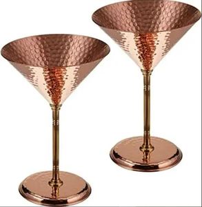 Copper Goblet Wine Glass with <b>Straw</b> for Drink Metal Cocktail Glass or Vodka Martini Glasses Parties & Weddings - Product Image 1