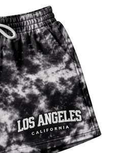 Ensemble deux pièces décontracté pour femme : débardeur court tie-dye noir et blanc et short, sans manches, col rond, tenue d'été personnalisée - Product Image 4