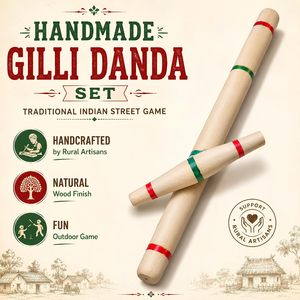Jeu de Gili Danda en bois plus doux pour enfants et adultes |   Sport de plein air traditionnel indien en bois naturel fait main |   Desi Village Str - Product Image 1