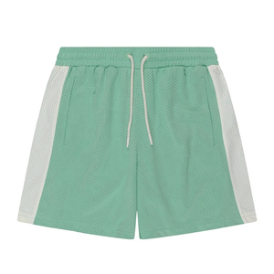 Shorts de sport décontractés pour hommes en maille, avec logo personnalisé, pour la gym et le basketball, respirants, 100 % polyester, taille élastique, style streetwear tricoté - Product Image 1
