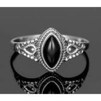 Bague en argent sterling 925 avec onyx, sertie de pierres précieuses minimalistes, unisexe, à porter au quotidien