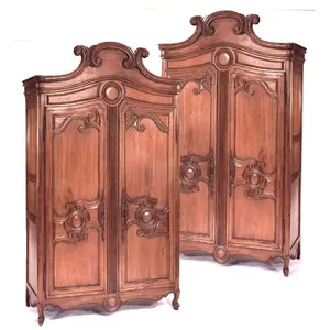 Wooden Wardrobe Bedroom Furniture Classic Indoor Furniture Antique Reproduction Furniture Mahogany Wardrobe