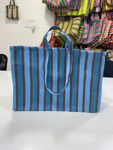 Nylon <b>Recycled</b> Woven Eco-friendly Reusable Handled Shoulder Supermarket Shopping <b>Bags</b> Striped Customized Color Size Extra Large - Product Image 2