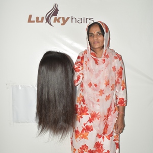 วิกผมแท้แบบตรงสไตล์อินเดีย Remy ไม่ต้องใช้กาว สวมใส่ง่าย ดูเป็นธรรมชาติ  พร้อมเชือกผูกแบบยืดหยุ่น  ทรงลอนลึกแบบหลวมๆ สำหรับใช้ในชีวิตประจำวัน - Product Image 6
