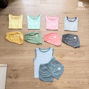Ensemble de vêtements pour enfants style coréen unisexe, débardeur rayé en viscose, haute qualité, fabrication vietnamienne, confort toute la journée - Product Image 5
